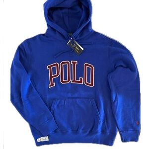 POLO RALPH LAUREN Men's Blue “POLO" Logo Pullover Sweatshirt Hoodie Size L $ 90